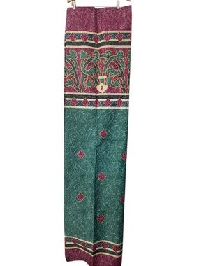 Vintage 90s Shower Curtain Y2K Springs Burgundy Green Gold Diamonds Maroon